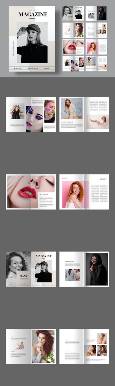 简化杂志画册模版 (INDD)