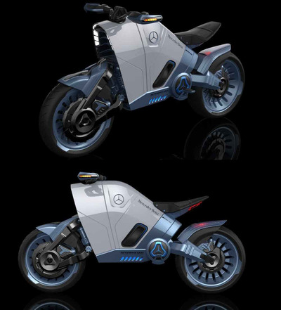 奔驰Mercedes SMARANZA概念电动摩托车3D模型（OBJ,FBX,MAX）