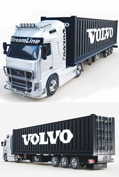 沃尔沃Volvo FH12卡车3D模型（OBJ,FBX,MAX）