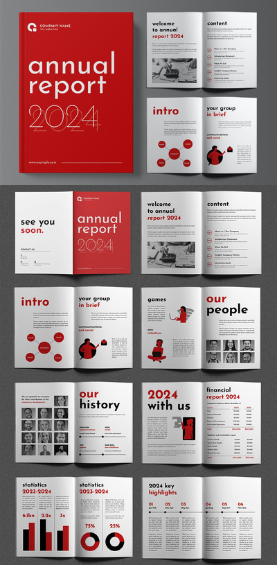 商业年度报告宣传册设计画册模版 (INDD)