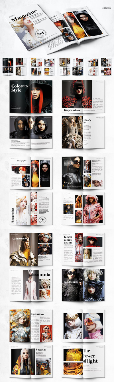 创意作品集 A4 和美国字母设计 - 画册模版 (PSD)