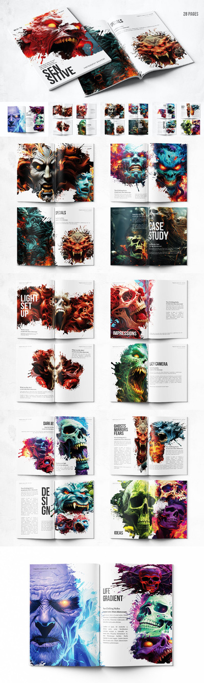 创意作品集 A4 和美国字母设计 - 画册模版 (PSD)