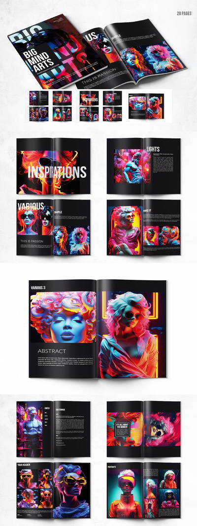 杂志 - A4 +US 字母设计 -画册模版 (PSD)