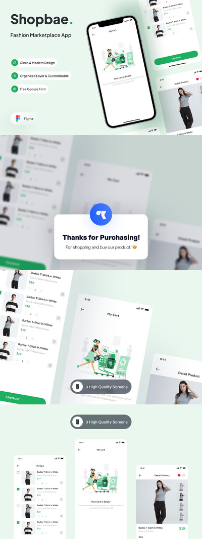电商 购物车页面APP UI KIT (FIG)