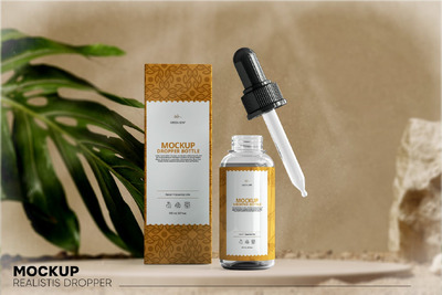 护肤品滴管瓶样机 (JPG,PSD)