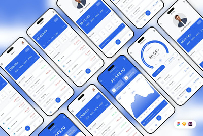 银行金融移动应用APP UI KIT (SKETCH,FIG,XD)