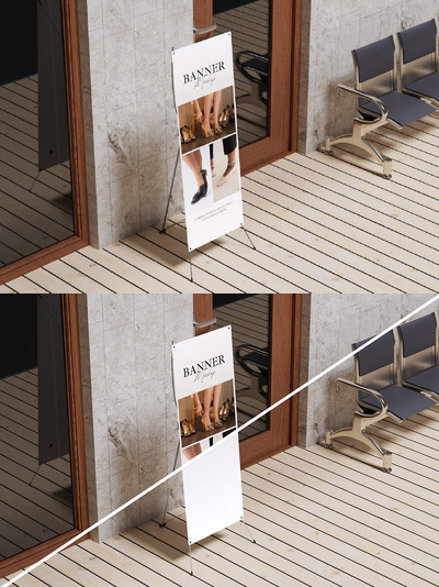 X展架透视站立横幅样机 (PSD)