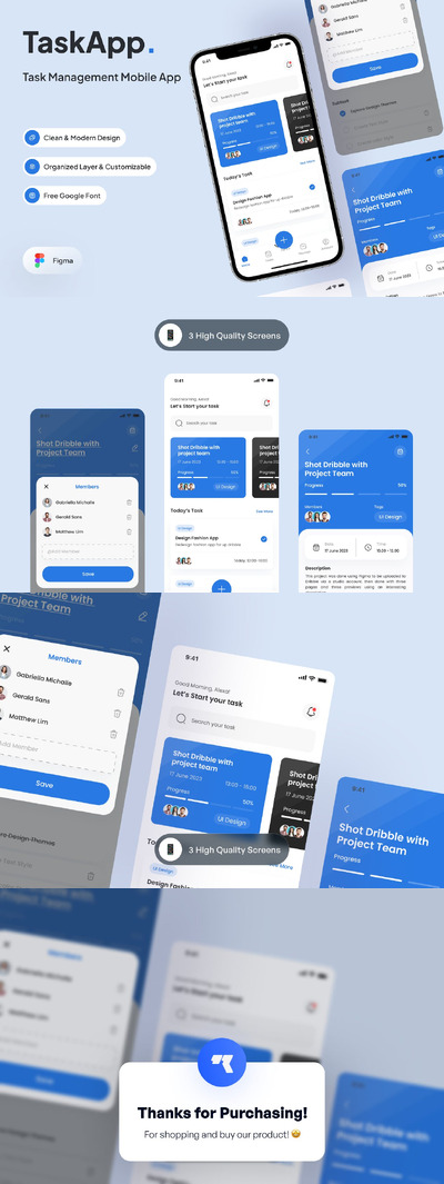 任务管理 - 编辑任务页面App UI Kit (FIG)
