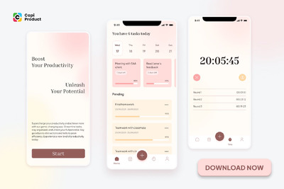 生产力应用程序 - 简约设计风格App UI Kit (FIG)