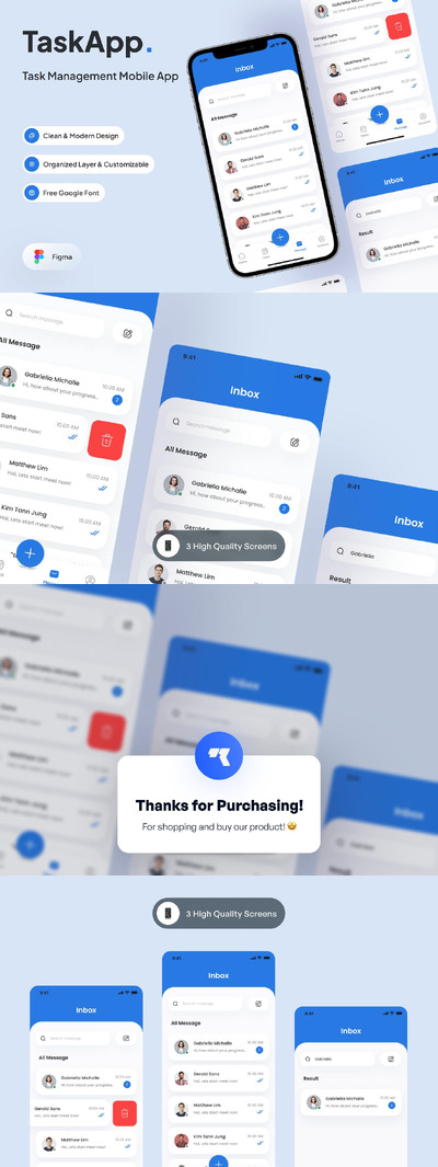任务管理 - 搜索消息页面App UI Kit (FIG)