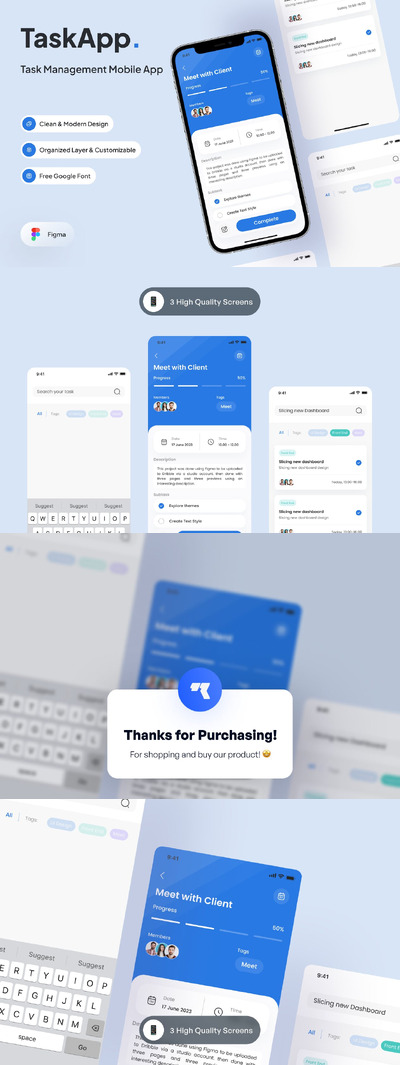 任务管理 - 搜索页面App UI Kit (FIG)