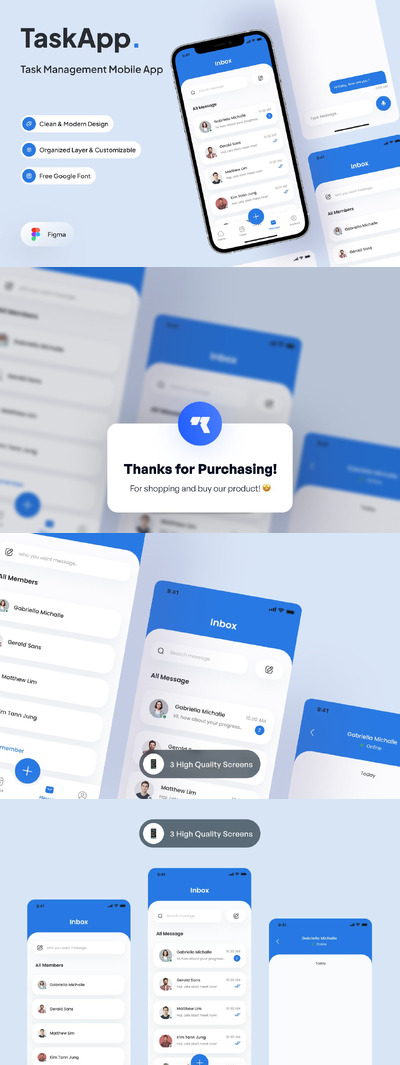 任务管理 - 新消息页面App UI Kit (FIG)