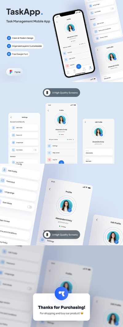 任务管理 - 设置页面App UI Kit (FIG)
