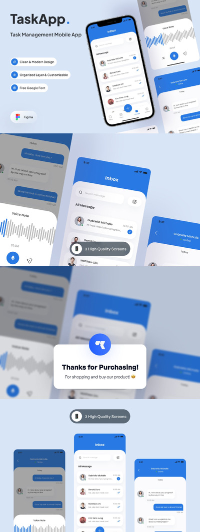 任务管理-消息页面App UI Kit (FIG)