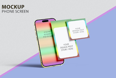 手机屏幕帖子样机 (PSD,JPG,PDF)