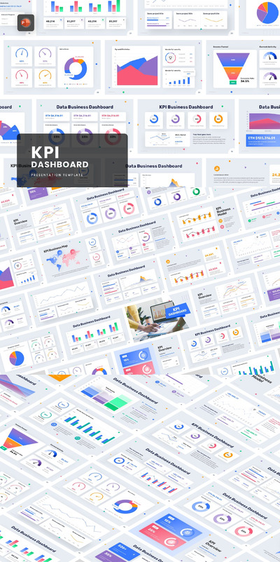 KPI 仪表板数据图表 PPT模版 (PPTX)
