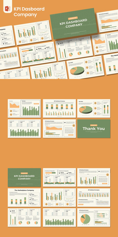 KPI 仪表板公司数据图表 PPT模版 (PPTX)