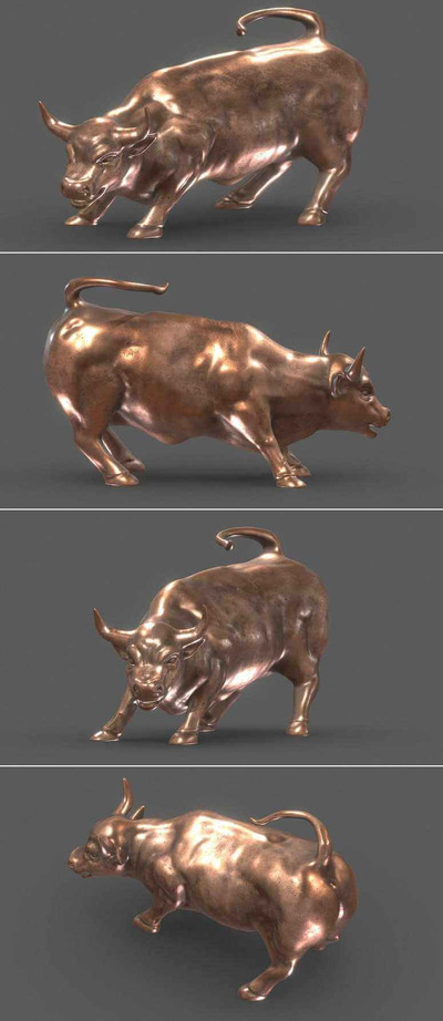 华尔街公牛雕像low poly 3D模型（OBJ）