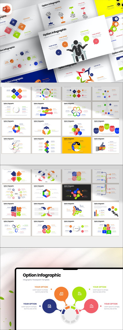 选项信息图表PPT模版 (PPTX)