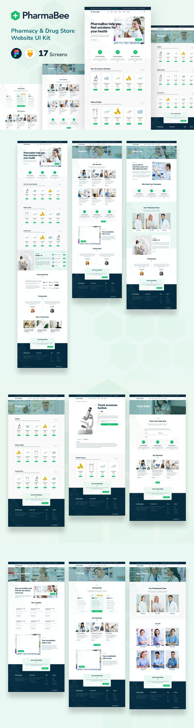 药房和药店网站  UI 套件 (FIG,SKETCH)