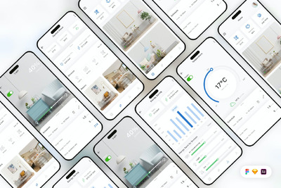 智能家居工具移动 App UI Kit (SKETCH,FIG,XD)