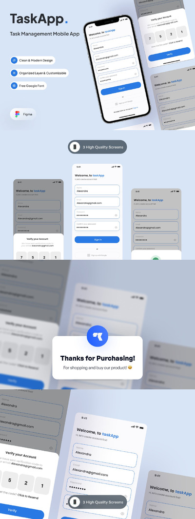 任务管理-验证页面 App UI Kit (FIG)