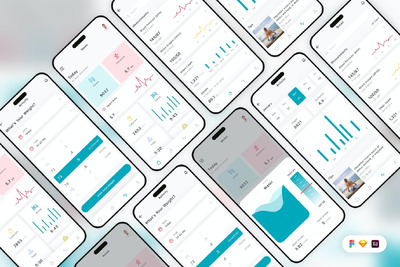 患者监护移动应用App UI Kit (SKETCH,FIG,XD)