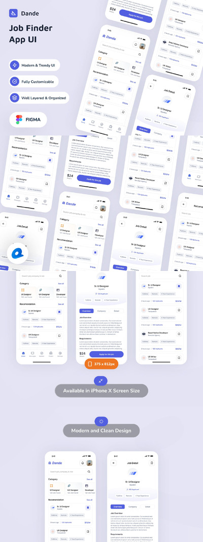 求职应用App UI Kit (FIG)