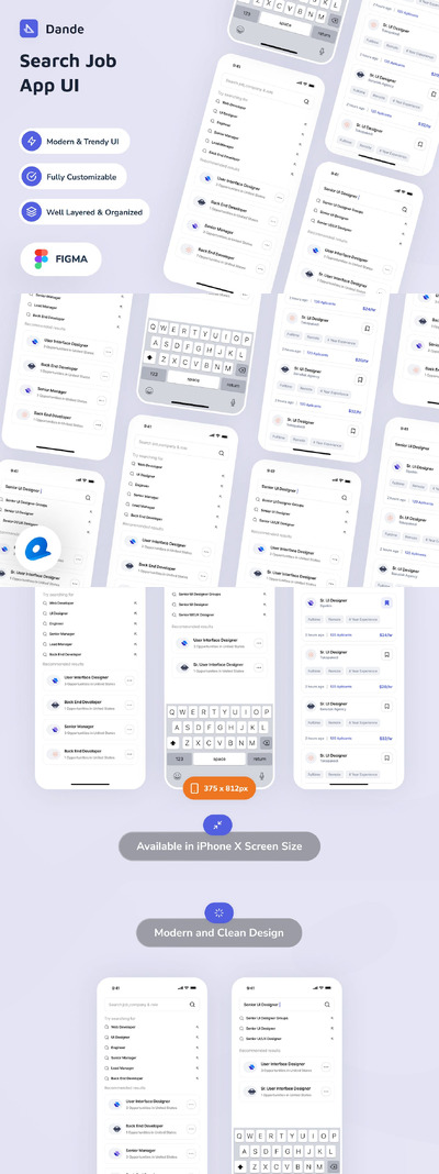 搜索工作应用App UI Kit (FIG)