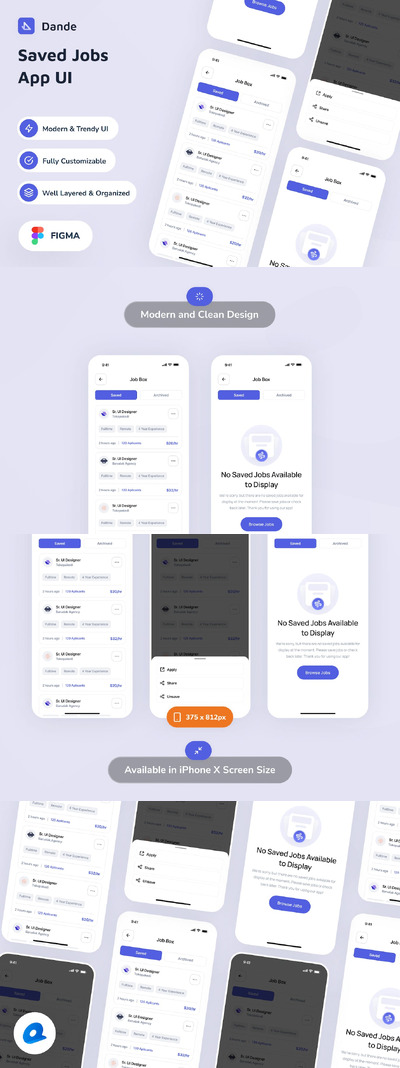 保存的工作应用App UI Kit (FIG)