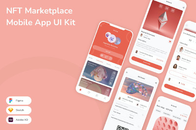 NFT 市场移动应用App UI Kit (SKETCH,FIG,XD)