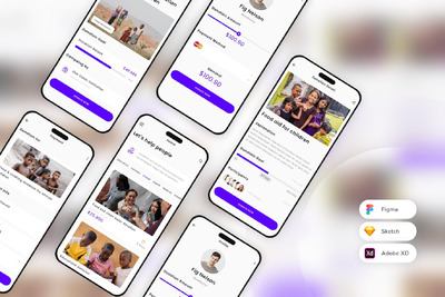 捐赠移动应用 App UI Kit (SKETCH,FIG,XD)