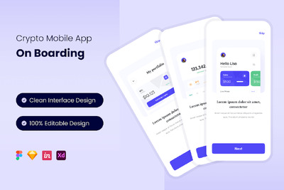 加密货币移动应用 App UI Kit (FIG,SKETCH,XD)