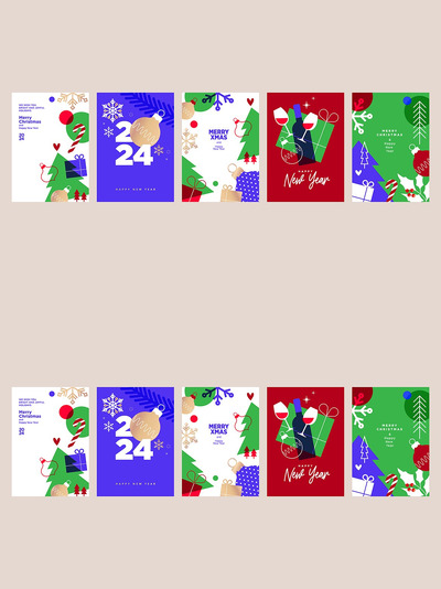 圣诞节和新年贺卡 (EPS,JPG)