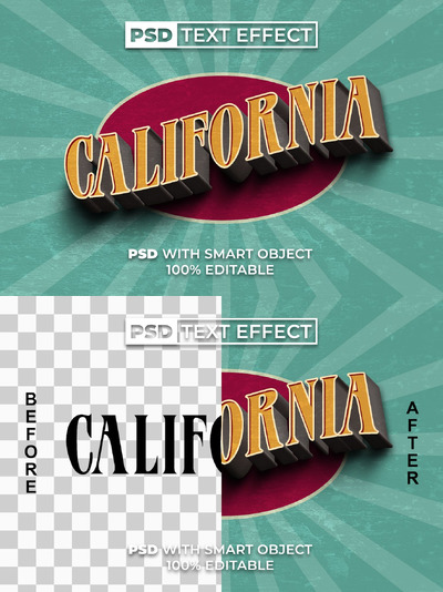 复古文字效果波浪风格 (PSD)