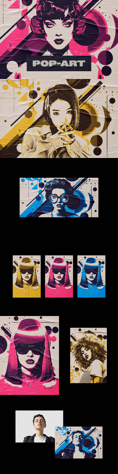 波普艺术绘画照片效果 (PSD)