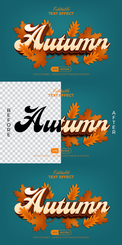 秋季文字效果风格 (AI,EPS)