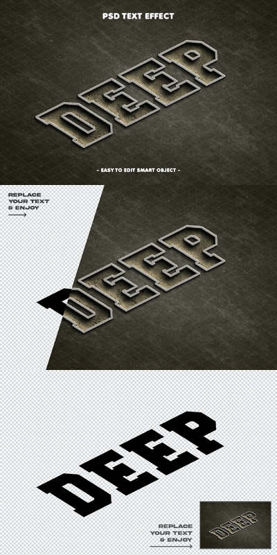 透视混凝土纹理深层文本效果 (PSD)