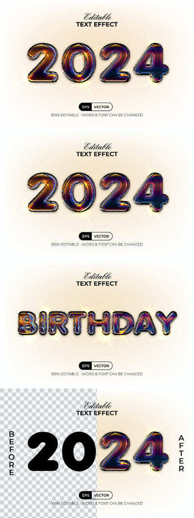 气球文字效果2024年风格 (AI,EPS)