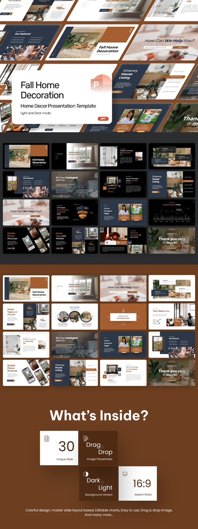 秋季家居装饰 - PPT模版 (PPTX)