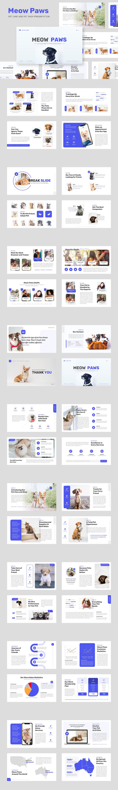 喵爪 - 宠物护理和宠物店 PPT模版 (PPTX)
