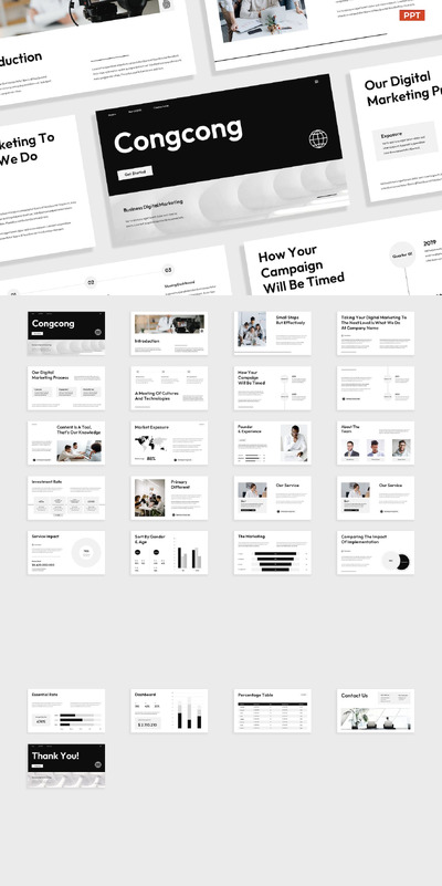 黑灰色商业数字营销004PPT模版 (PPTX,PPT)