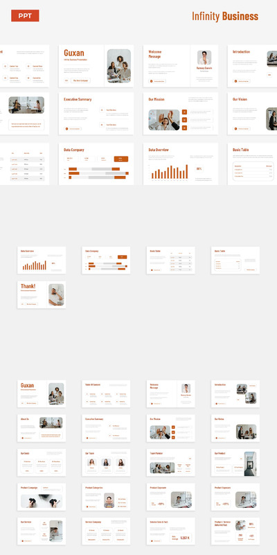 白橙无限商务简约PPT模版 (PPTX,PPT)
