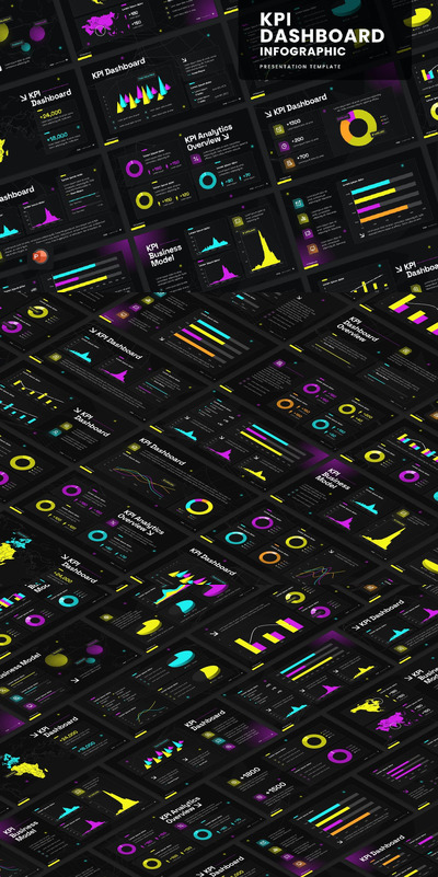 有创意大数据 KPI 仪表板 PPT模版 (PPTX)