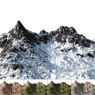 春夏秋冬四个季节形态的高山3D模型（OBJ,MAX）