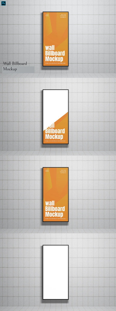 墙上广告牌样机 (PSD,PDF)