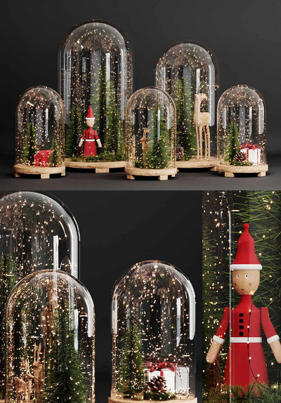 圣诞节和新年装饰组合3D模型（OBJ,MAX）