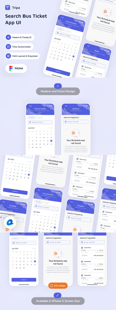 搜索巴士票应用App UI Kit (FIG)