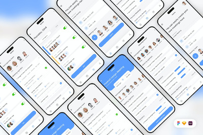 管理会议和任务移动应用App UI Kit (SKETCH,FIG,XD)