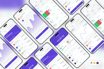 加密货币钱包移动应用App UI Kit (SKETCH,FIG,XD)